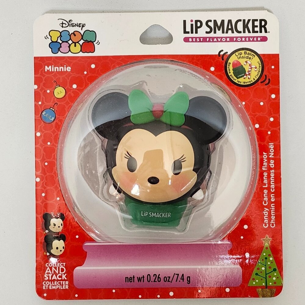 DISNEY TSUM TSUM Minnie Mouse Lip Smacker Candy Cane Lane flavor BNIP Lip Balm